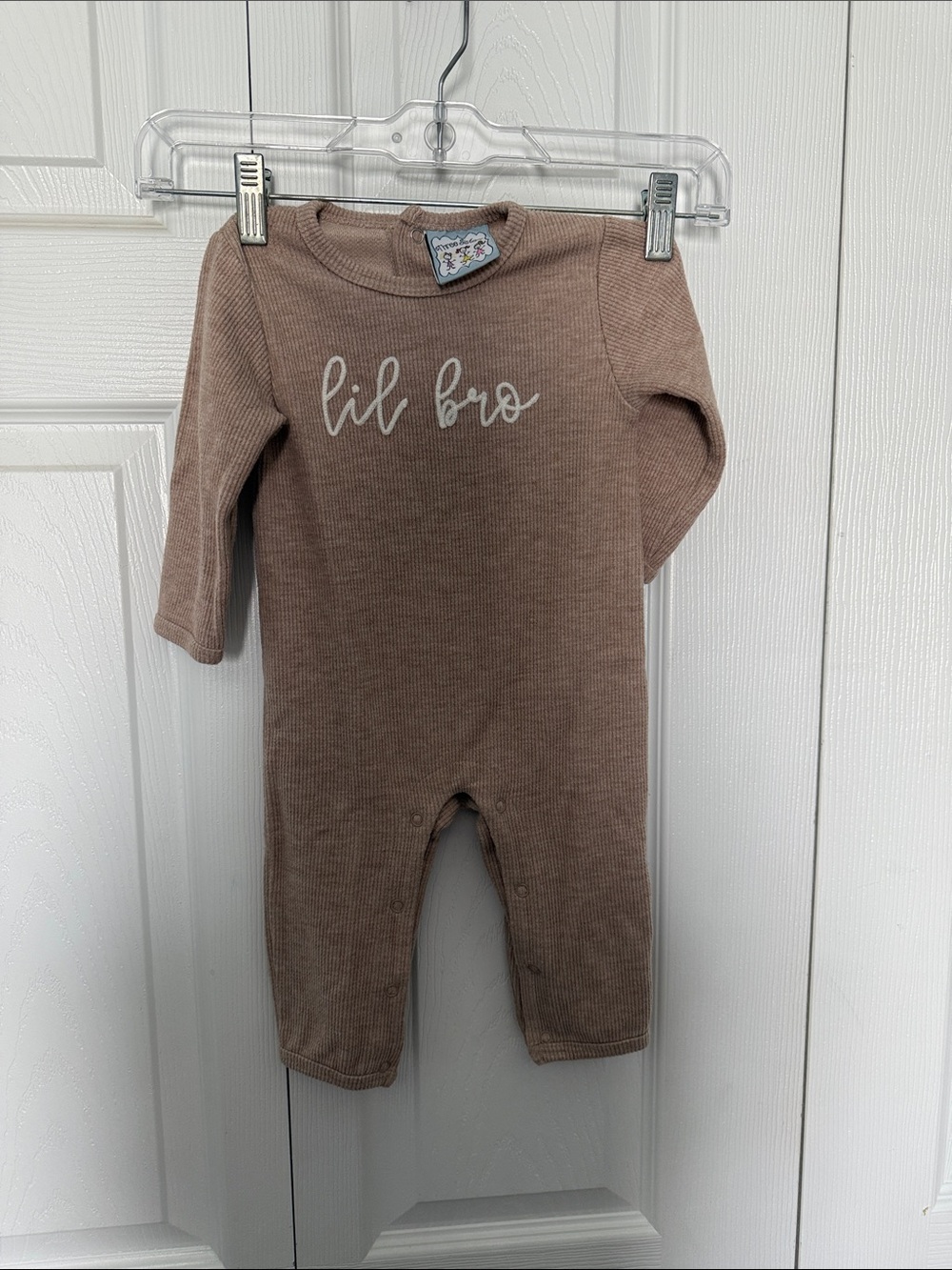 Lil Bro Ribbed Baby One-Piece in Dusty Brown